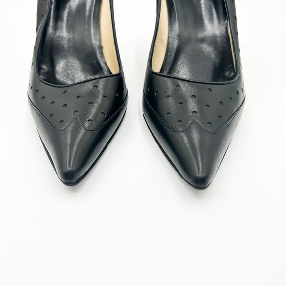 Gucci Interlocking GG Pointed Toe Black Leather Heels Pumps Size 8.5 - Picture 5 of 16